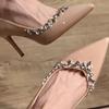 Summer New Luxury Women's Slingback High Heels Sandals Sexy Pointed Designer High Heels Rhinestone Banquet Wedding Shoes