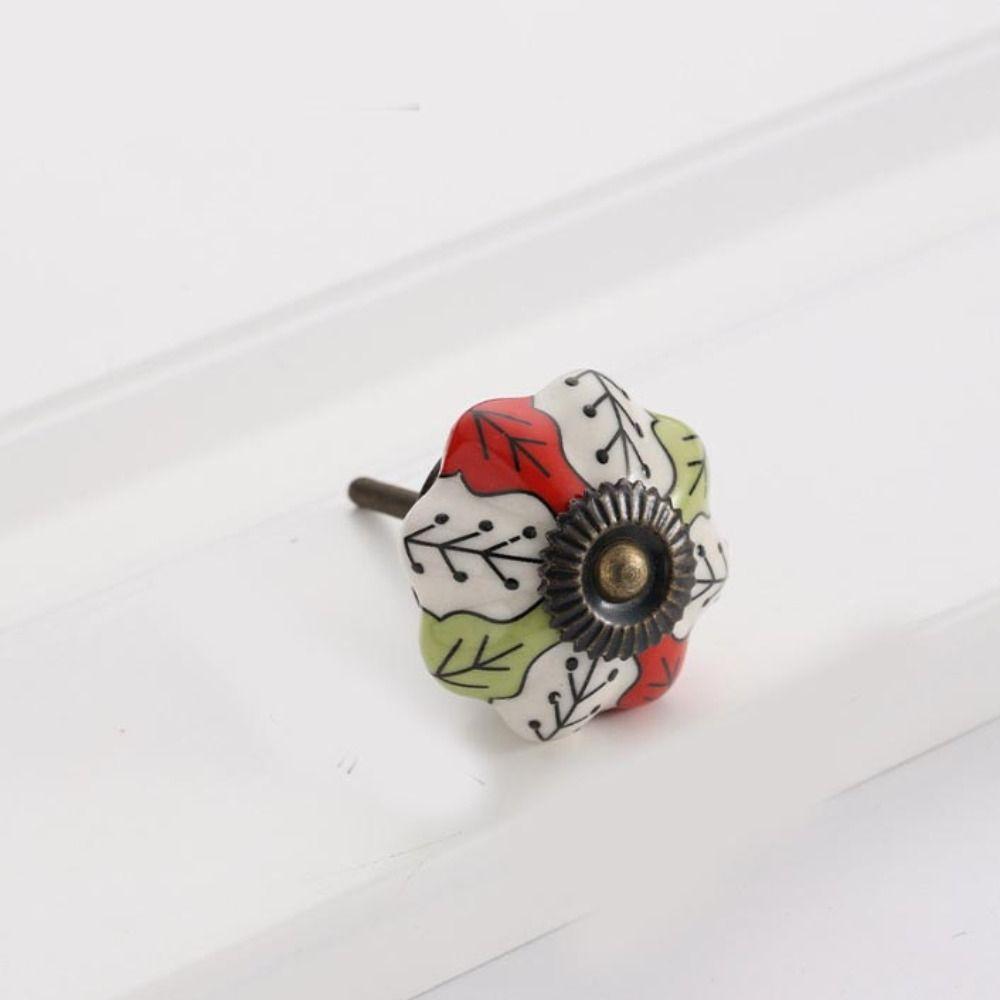 Single Hole Vintage Cabinet Knob Round Drawer Knobs Retro Ceramic Pumpkin Handle  Wine Cabinet