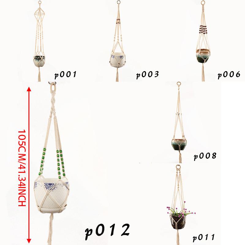 Handmade Weaving Cotton Plant Hanging Basket Rope Macrame Basket Cord Garden Hanging Basket Holder Houseplant Display Rope