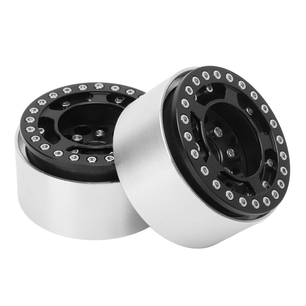 2pcs 1.9 Inch Beadlock Wheels Aluminum Alloy CNC Machining Universal RC Wheel Rims for Crawler Black