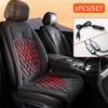 2Pcs 12V-24V Heated Car Front Seat Cushion Winter Heating Pad Back Warmer Black