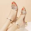Fashion Ankle Strap Low Heels Sandals for Women Gold Silver Wedding Party Shoes Woman Summer Square Heeled Sandalias Mujer