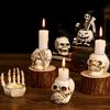 Halloween Skeleton Palm Candlestick Resin Skull Halloween Skull Candlestick Candle Holder Ornaments Desktop Spooky Decorations
