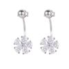 Banyan Tree S925 Silver Diamond Flower Round Bead Back-Hanging Earrings for Women - High-End Korean Trend.