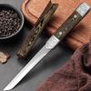 1Pc Camping Outdoor Portable Small Straight Knife High Hardness Stainless Steel Fruit Knife Imitation Wood Grain Handle