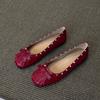 Fashion Pleated Round Toe Flats Autumn New Shallow Bow Rivet Soft Sole Anti-slip Wear-resistant Low-top Single
