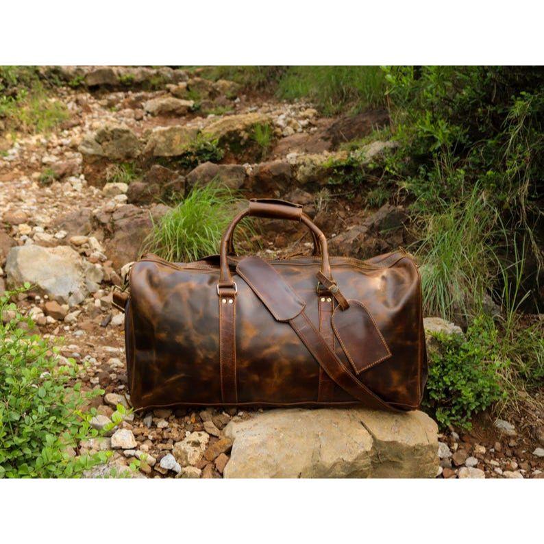 Buffalo Leather Duffle Bag: Handmade Full Grain Weekender
