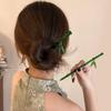 Bamboo Leaf Hair Stick Green Barrette Simple Chopstick Hairpin for Women