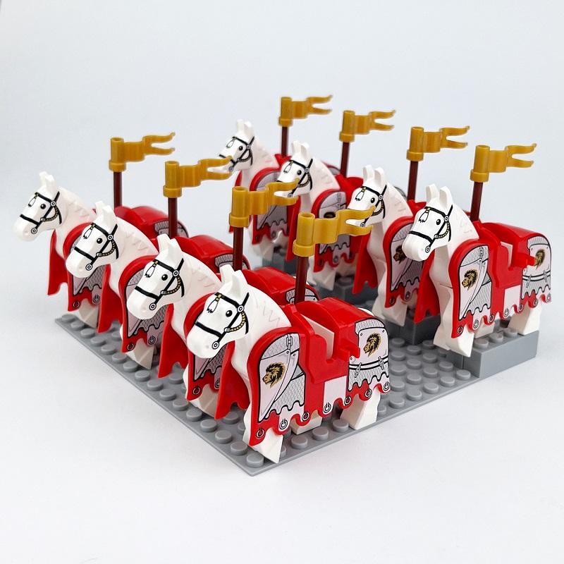 Средневековые рыцари лошади фигурка мини военный набор оружия наборы аксессуаров набор MOC строительный блок кирпичи игрушки для мальчиков Brinquedos