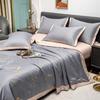 Summer Cool Quilt Bed Sheet Pillowcase 4pc Set Home Textile Light Luxury Embroidery Thin Comforter Blanket King Size Bedding Set