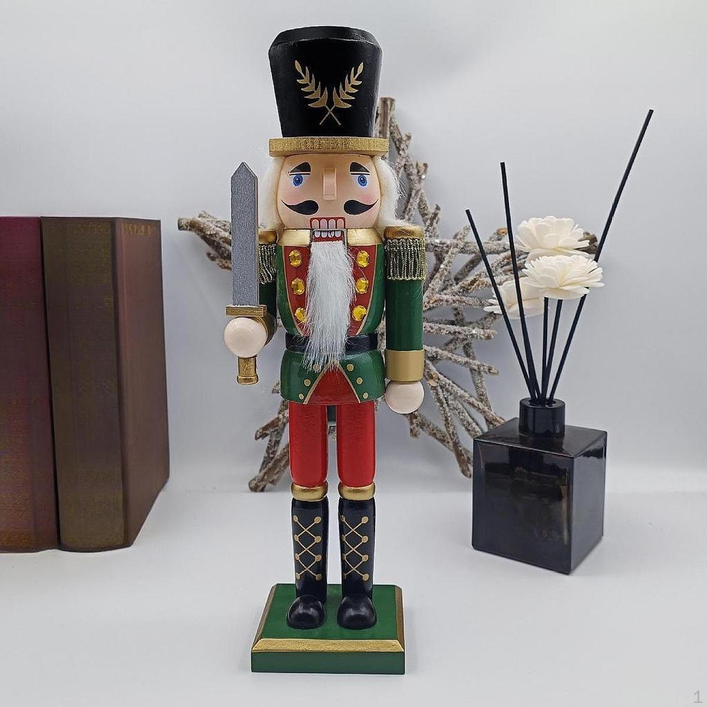 Traditional Wooden Nutcracker Ornament Christmas Decor Collectible Decoration Statue Figurine for