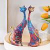 Colorful European-Style Cat Figurine: Abstract Oil Painting Resin Decor for Bedroom, Wine Cabinet, or Foyer