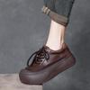 Women's Retro Platform Leather Shoes - Genuine Cowhide, Thick-Soled Casual Single Shoes for Spring 2025