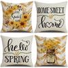 New Spring Daisy Pillowcase Linen Printed Letter Simple Pillowcase Sofa Cushion Cover