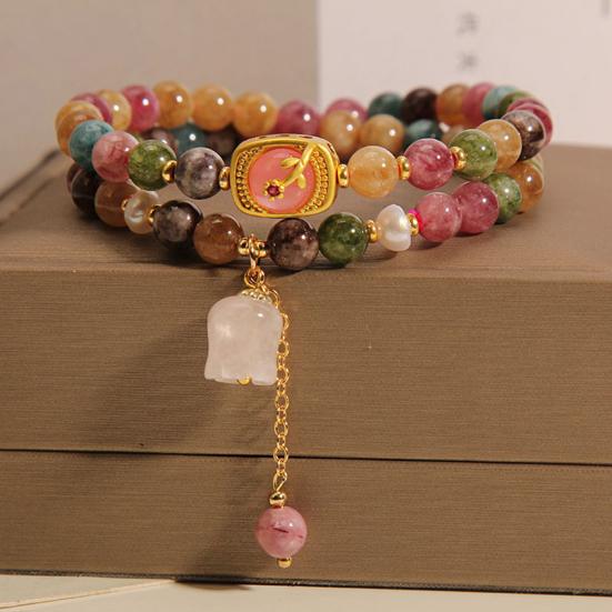 Women Bracelet Colorful Smooth Vintage Aexquisite Elastic Luxury Lightweight Bracelet Release Stress Enhance Well-being Lady Lightweight Bracelet