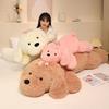 Large Dog Plush Toy Cute Stuffed Animal Pillow with Bow 130/160cm Soft Huggable Dog Doll for Kids Girls Big Cuddly Bed Rest Cushion
