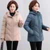 Plus Size Middle Age Women's Short Parkas Winter Outerwears Hooded Elegant Loose In Coats Thick Warm Lady Jackets