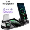 Multi-function 6 In 1 Wireless Charger Micro USB Type C Lightning Fast Charger for iPhone Samsung Xiaomi iPad Airpods Apple Watch