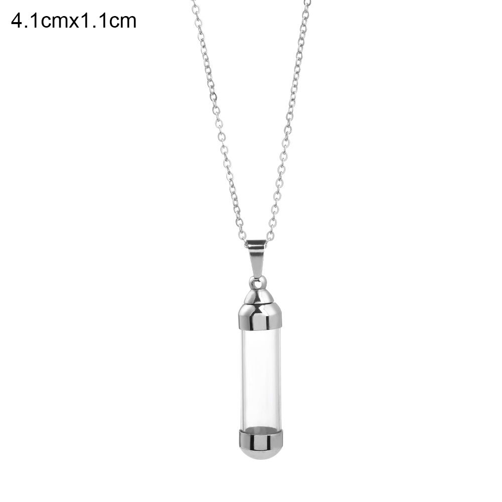 Openable Screw Cap Steel Chain Wishing Bottle Pendant Lucky Charm Glass Vial Necklace Perfume Jars