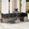 6-piece Garden Sofa with Black Rattan Cushions, 2-seater Sofa with Storage and Grey Rattan Cushions 3354738