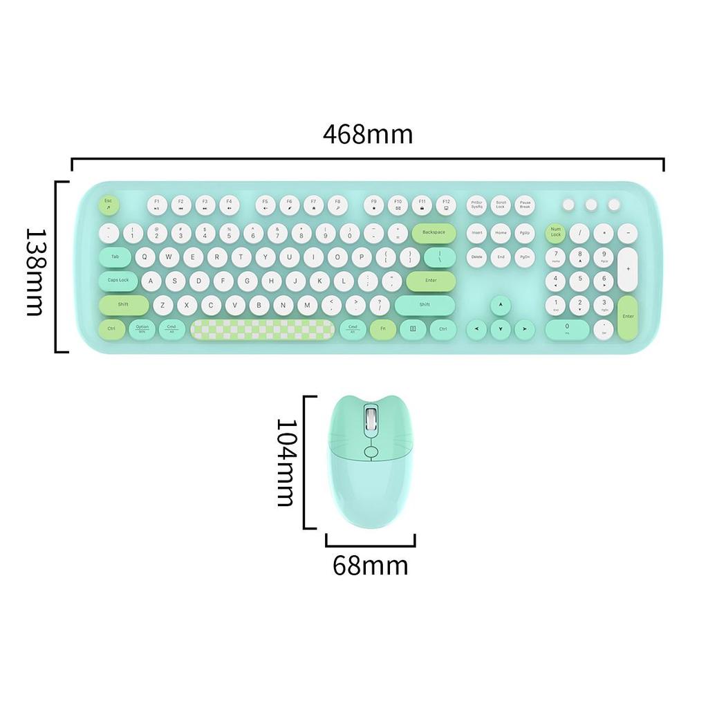 2.4G Wireless Keyboard and Mouse Aggregation: Retro - Round - Shaped Wireless Keyboard, Spanish - Themed Gaming Keyboard and Mouse Set - Up