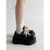 Popular Lace-up Muffin Platform Small Leather Shoes Women's British Style College with Skirt Loafers Single Shoes 2024 Autumn New Models