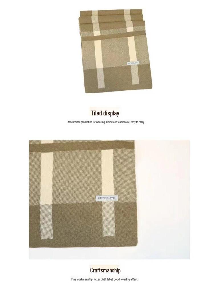 Men's Autumn/Winter Plaid Scarf: Warm Korean-Style Versatile Snood for Students and Youth