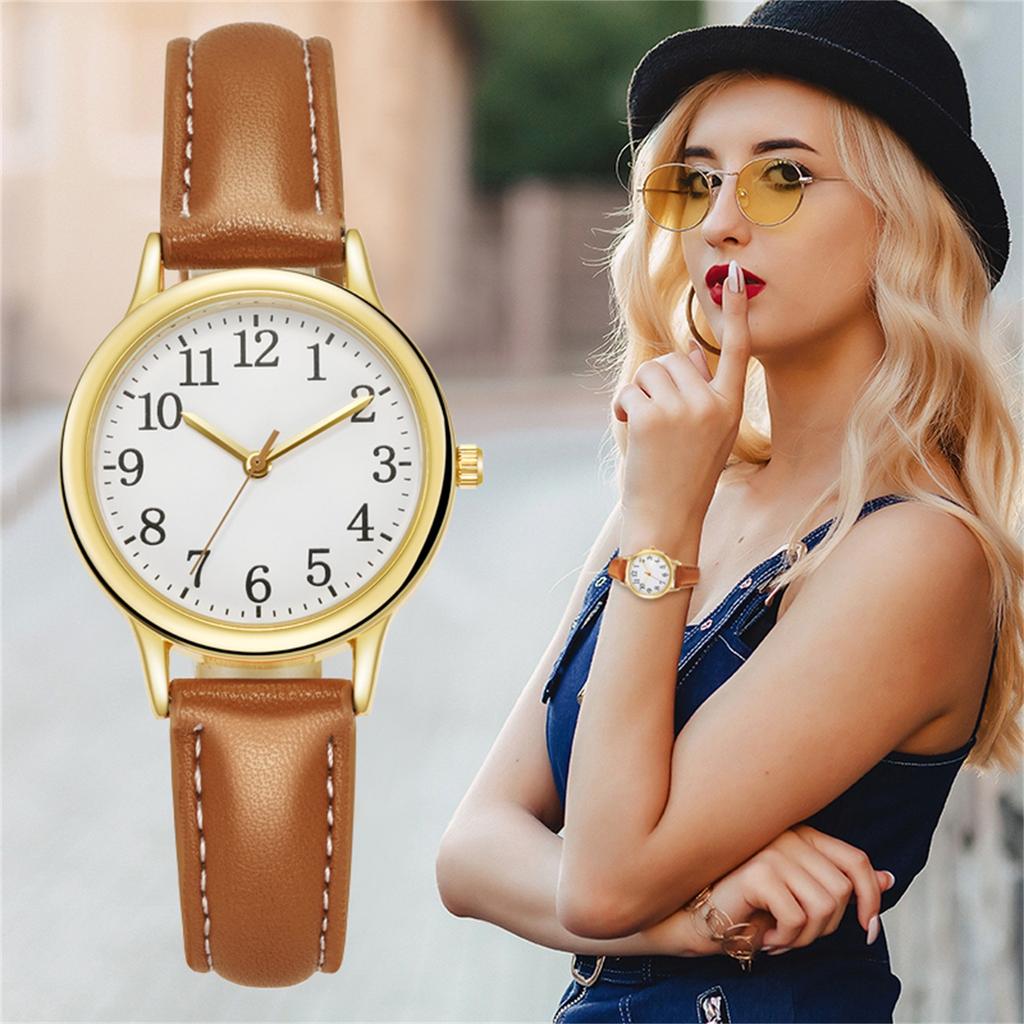 Japan Movement Women Quartz Fine Watch Easy To Read Arabic Numerals Simple-Dial