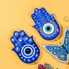 Evil Eye Hand of Fatima Holder,Jewelry Tray, Ring Dish,Decorative White Ceramic Ring Tray for Jewelry, Key Bowl