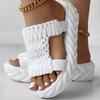 Women's Solid Color Braided Sandals, Slip On Soft Sole Platform Daily Shoes, Versatile Summer Comfy Slides Shoes