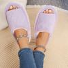 Fashion Faux Fur Keep Warm Slippers Women Winter Open Toe Thick Bottom Plush Slippers Woman Comfort Soft Non-Slip House Cotton Shoes