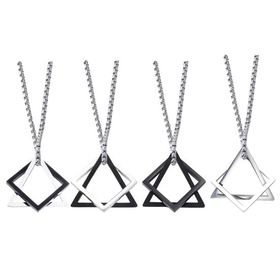 Men Necklace Triangle Square Pendant Necklace Dating Work Party Versatile Style Necklace Clothing