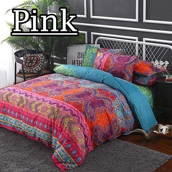 Bohemian Quilt Cover Indian Reversible Comforter Cover Flower Coverlet Cover Bedding Bedclothes Boho Duvet Cover Set