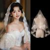 Lace Flower Bridal Veil Long Bride Head Gauze Elegant Wedding Veils  Wedding Accessories