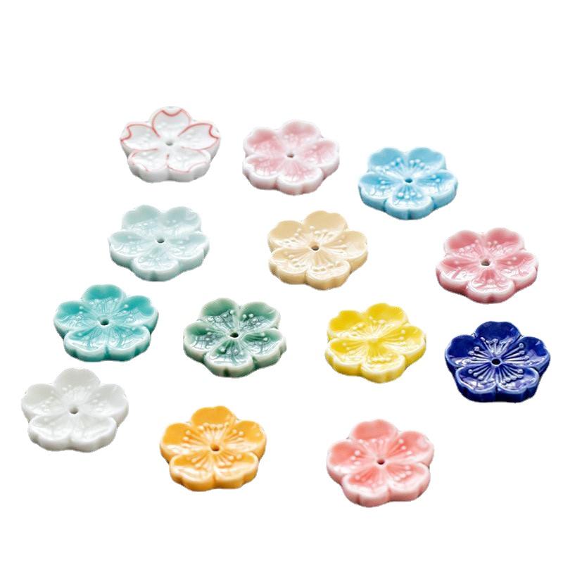 2pcs Ceramic Cherry Blossom Incense Burner Home Decor Incense Stick Holder Aromatherapy Office Teahouse Living Room Ornament
