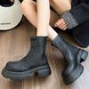 British Style Elastic Thin Boots Heightened Martin Boots Popular Versatile Thick-soled Short Boots Women's Single Boots 2025 Spring and Autumn New