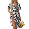 Women's Summer Dress Loose Beach Vacation Casual Deep V Neck Short Sleeve Dress Elegant Dress