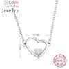 Jewelry 925 Sterling Silver Love Heart Natural Cz Zircons Pendant Necklace Femme Cuban Link Chain Choker Trinket Bijoux