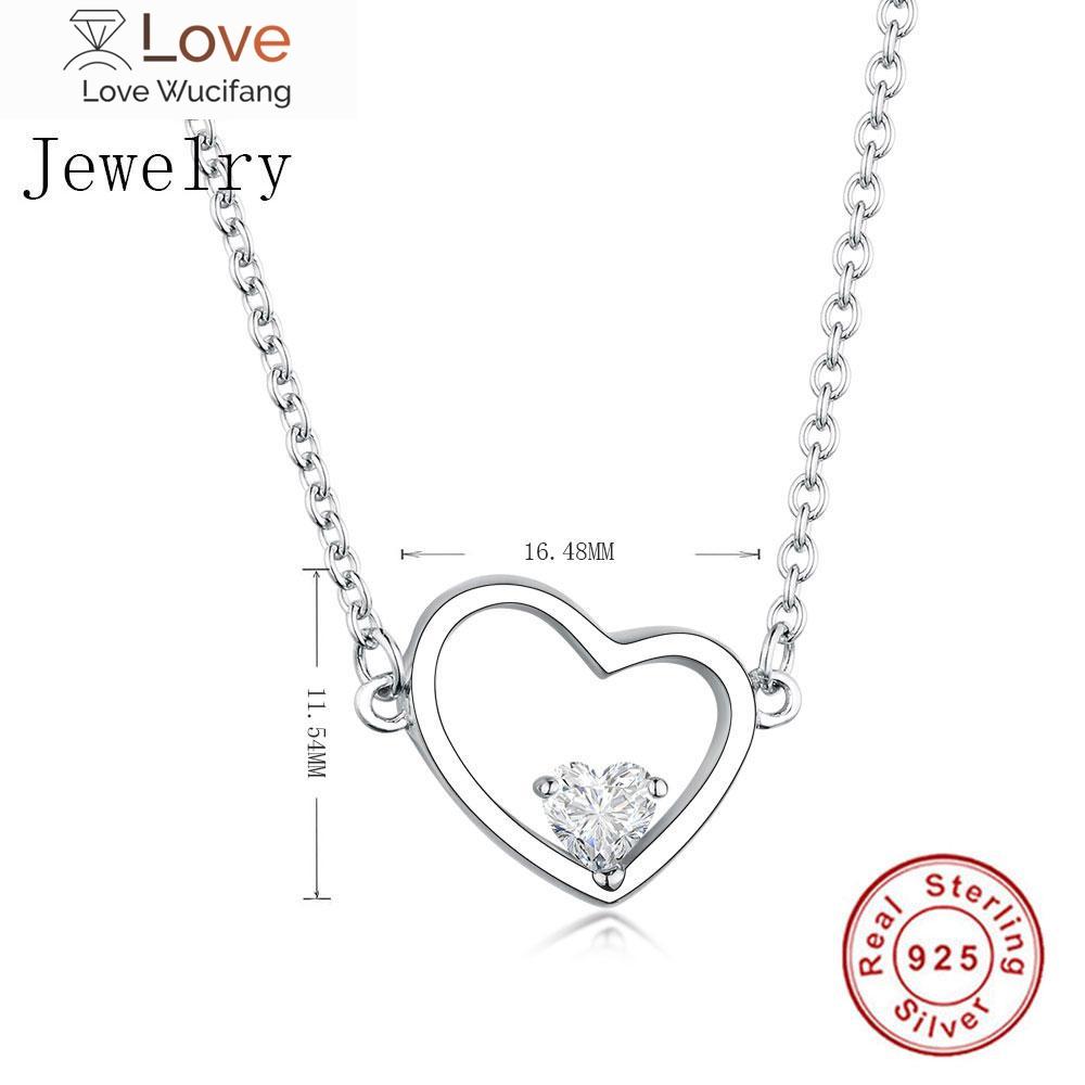 Jewelry 925 Sterling Silver Love Heart Natural Cz Zircons Pendant Necklace Femme Cuban Link Chain Choker Trinket Bijoux
