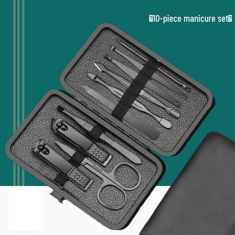 18-Piece Portable Black Stainless Steel Nail Clipper Set