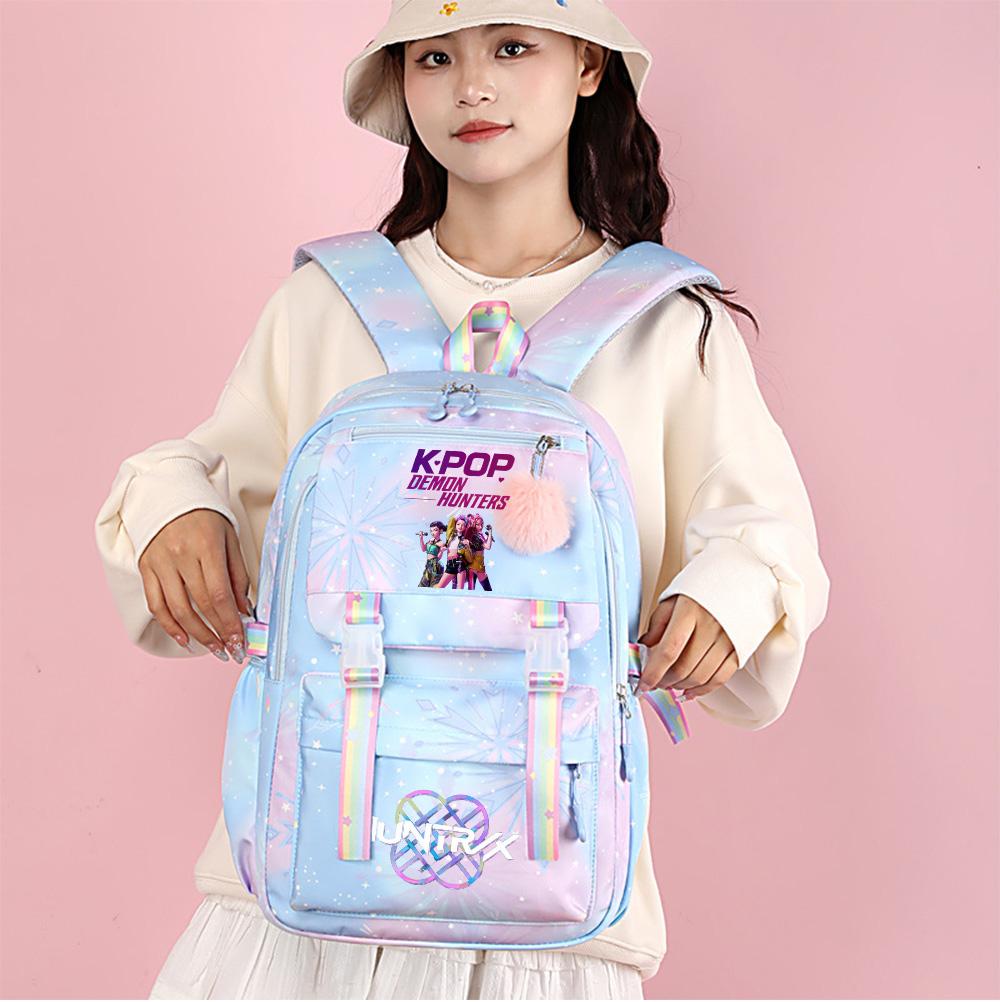 Cute Anime K-Pop Demon Hunters Printed Large Capacity Waterproof Backpack Teenger Student Girl Boy Schoolbag Bookbag Women Travel Bag Rucksak