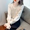 Women's Retro Pearl Chain Satin Shirt - Spring/Autumn 2024 Long Sleeve Loose Pullover Top