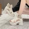 8Cm Heightening Fish Mouth Platform Sandals Women's Summer New Retro Sandals Thick Heel Hollow High Heel Cool Boots