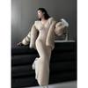 Retro High-end Long Dress Temperament Socialite Slim-fitting V-neck Knitted Sweater Skirt Women's Autumn and Winter Thin Dress