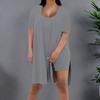 Women Plus Size 2 Piece Outfits Side Split Short Sleeve Tunic Tops And Skinny Biker Shorts Sets Summer Lounge Tracksuit