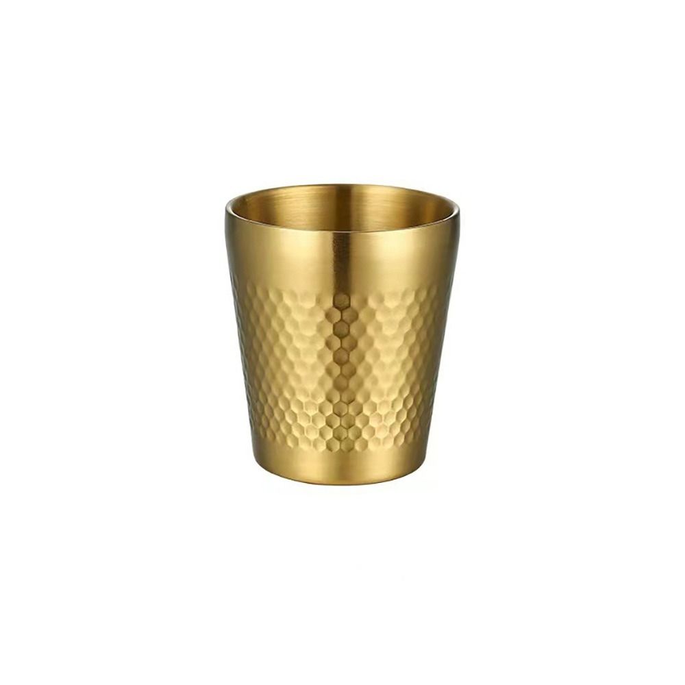 Hammered Texture Double-Wall Beer Cups Stainless Steel Milk Mugs Cold Water Drinks Cup  Drinkware
