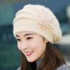 Fashion Womens Flower Knit Crochet  Hat Winter Warm Cap Beret