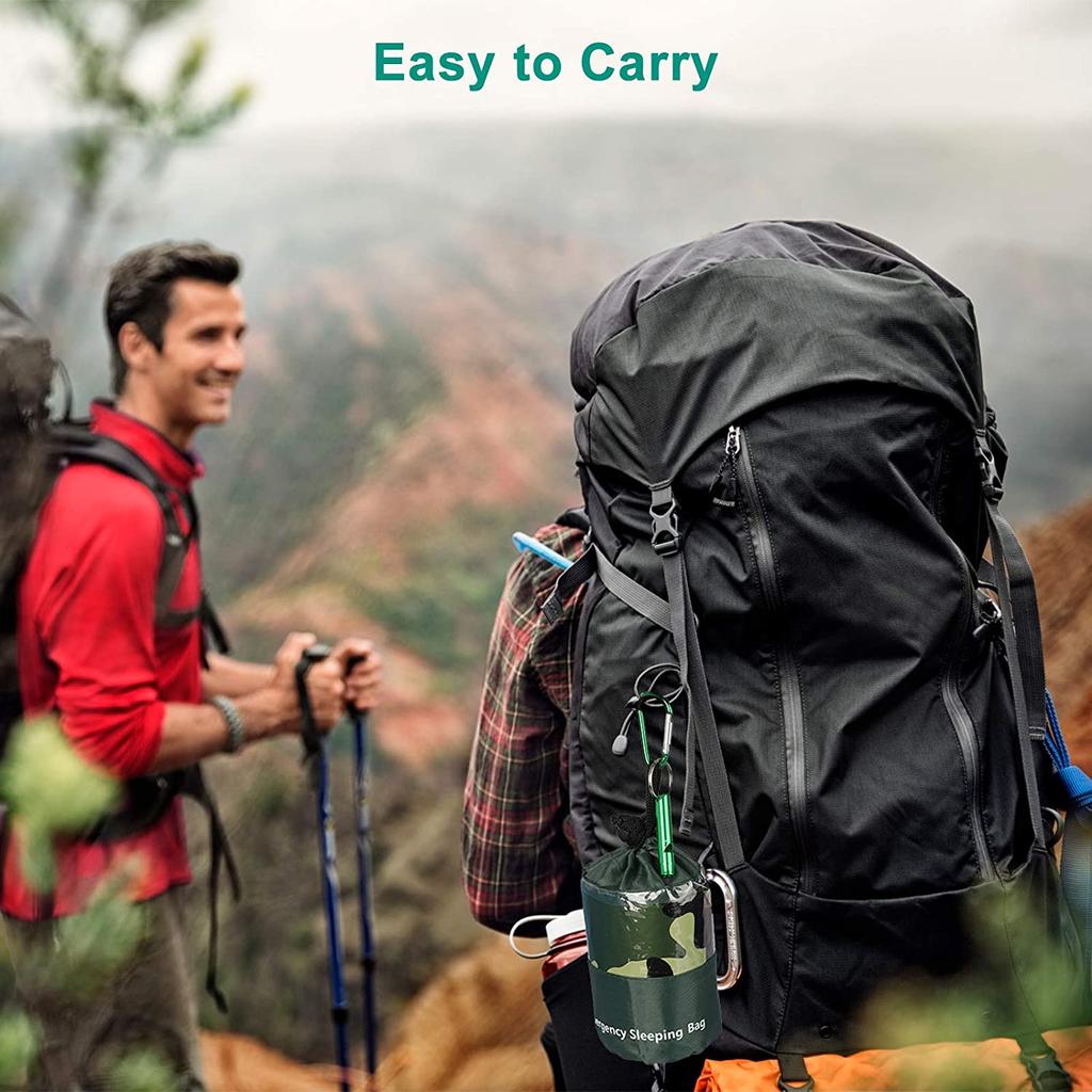 Emergency Sleeping Bag Waterproof Lightweight Thermal Bivy Bag Survival Blanket Portable Nylon Bag for Camping Hiking Outdoor