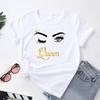 (Asian Size) T Shirt Women Eye Lashes Letter Trend Cute Sweet 90s Print Tee Top Fashion Female Clothing Short Sleeve Graphic T-shirts