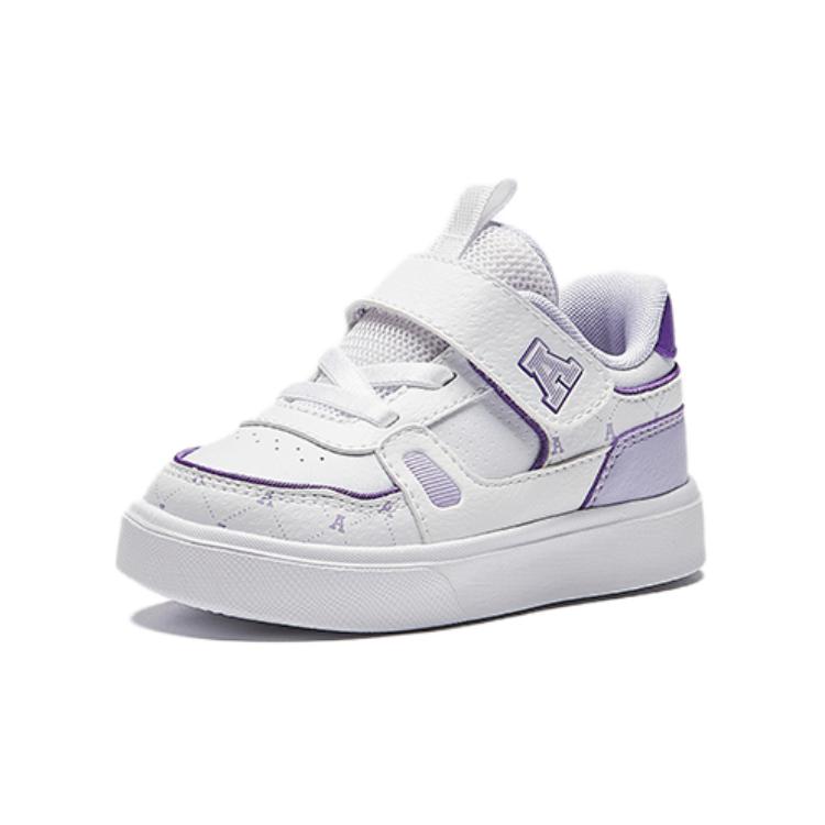 Anta Comfortable Non-Slip Durable Low-Top Walking Shoes Baby Shoes White Purple 322430031-2